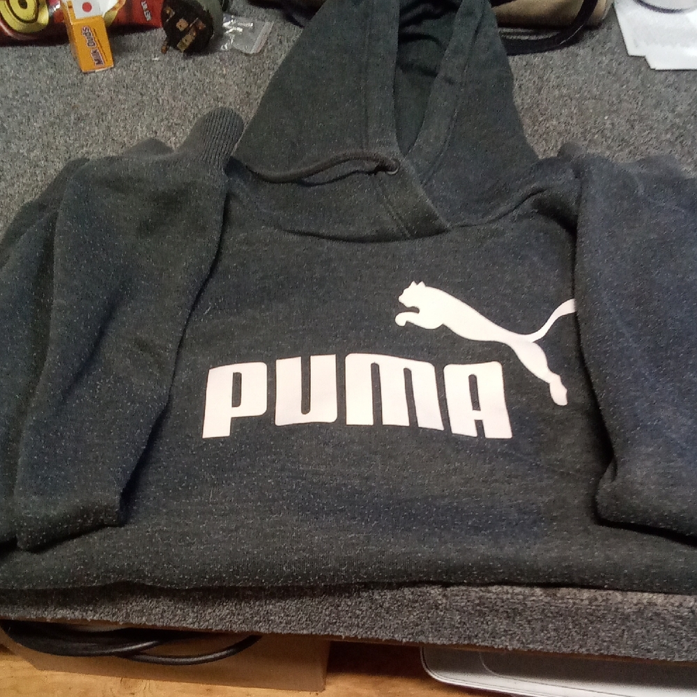 Puma Charcoal Hoodie with White Logo